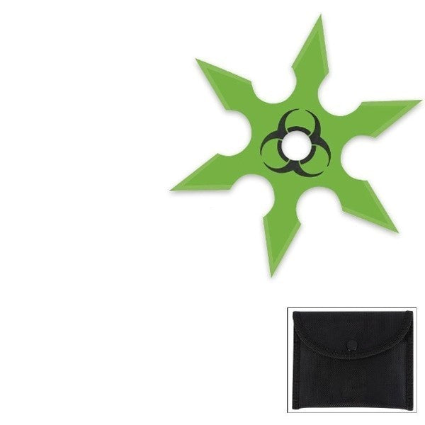 Biohazard Throwing Star Set Green & Black Zombie Shuriken 6 Point - 2PC 1PC - Green ONLY Knife-Star - Tophatter Daily Deals