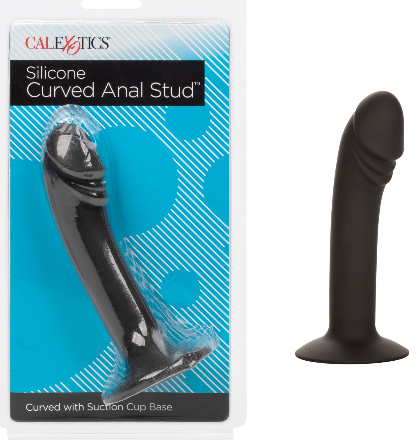CalExotics Silicone Curved Anal Stud Black Smooth Silicone with Suction Cup Base 5 Inch > Anal Range > Butt Plugs - Tophatter Daily Deals
