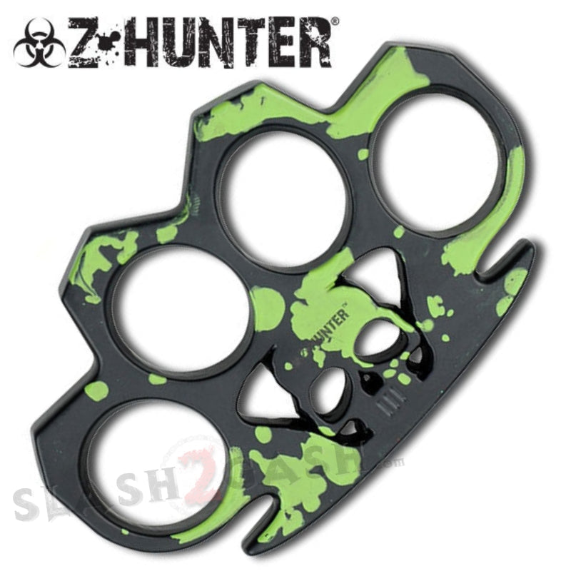 Z-Hunter Zombie Brass Knuckles Skull Paperweight - Green Belt Buckle - Tophatter Daily Deals