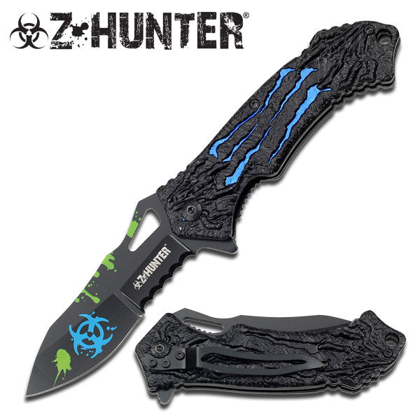 Zombie Hunter Bio Hazard Monster Claw A/O Knife - Blue Knife-Assist - Tophatter Daily Deals