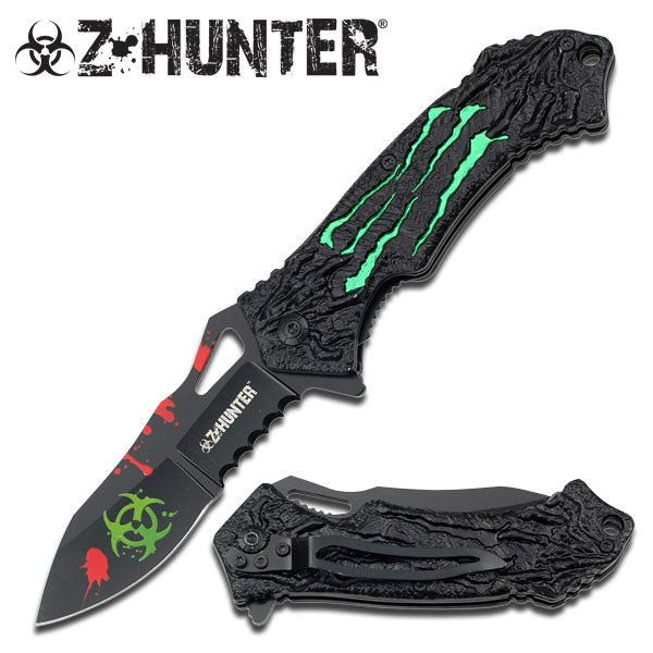 Zombie Hunter Bio Hazard Monster Claw A/O Knife - Green Knife-Assist - Tophatter Daily Deals