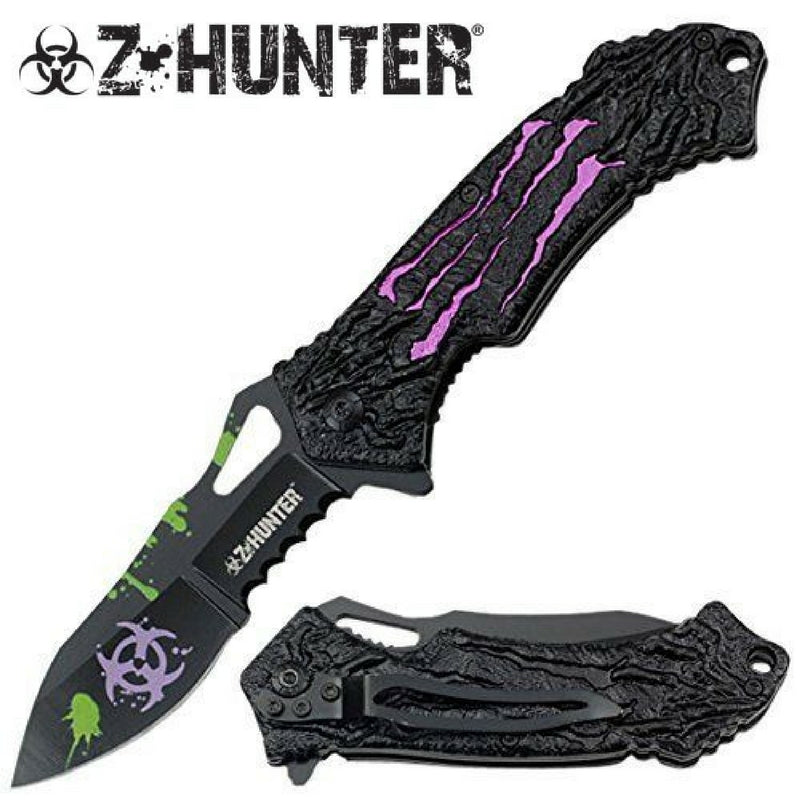Zombie Hunter Bio Hazard Monster Claw A/O Knife - Purple Knife-Assist - Tophatter Daily Deals