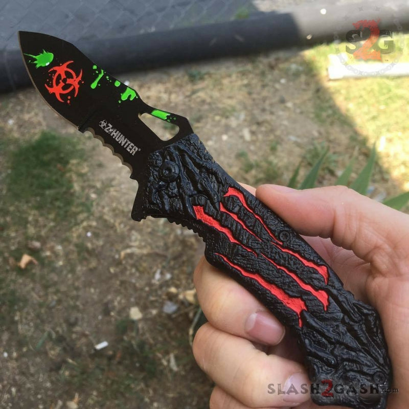 Zombie Hunter Bio Hazard Monster Claw A/O Knife - Red Knife-Assist - Tophatter Daily Deals