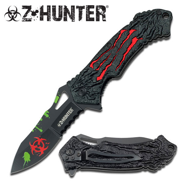 Zombie Hunter Bio Hazard Monster Claw A/O Knife - Red Knife-Assist - Tophatter Daily Deals