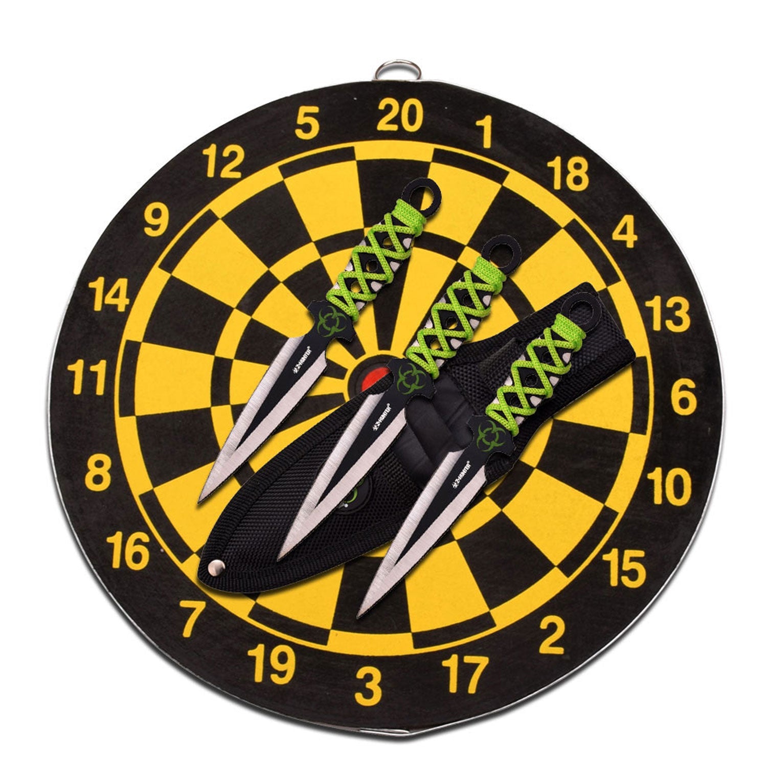 Z-HUNTER - THROWING KNIVES - SET OF 3 WITH TARGET BOARD - Tophatter Daily Deals