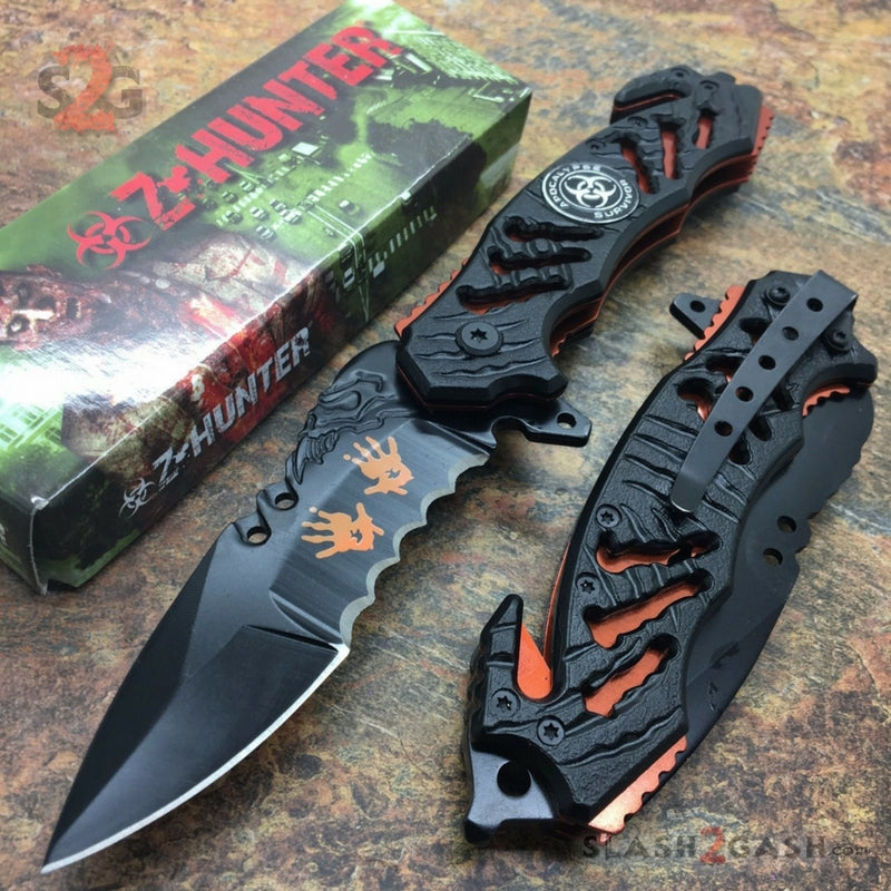 Zombie Bio Hazard Apocalypse Survivor Rescue Knife - Orange Knife-Assist - Tophatter Daily Deals