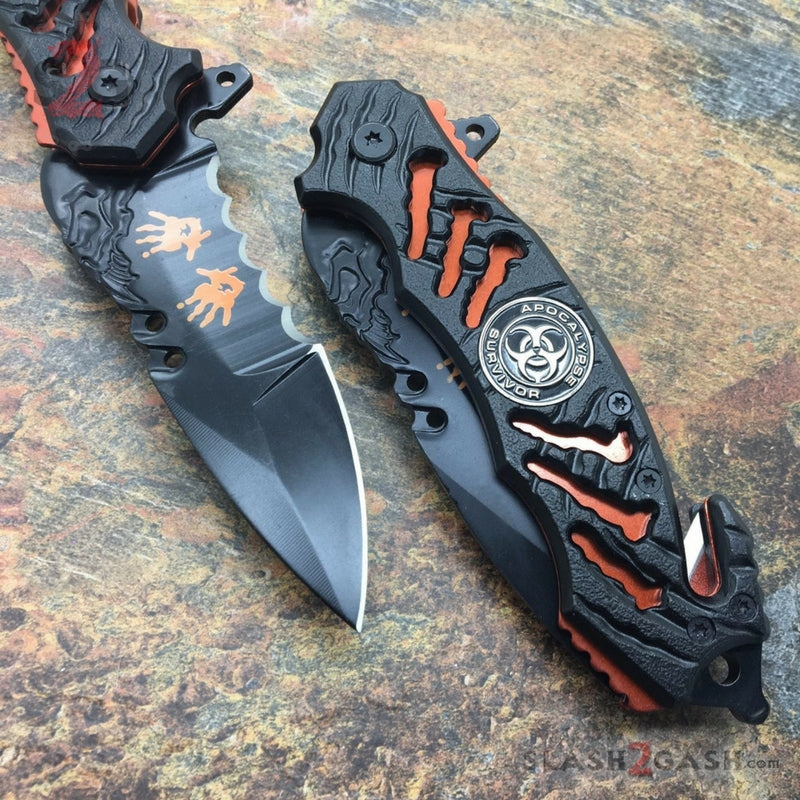 Zombie Bio Hazard Apocalypse Survivor Rescue Knife - Orange Knife-Assist - Tophatter Daily Deals