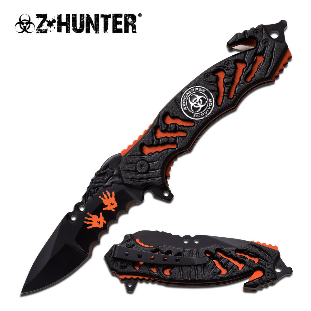 Zombie Bio Hazard Apocalypse Survivor Rescue Knife - Orange Zombie Hunter - Orange Knife-Assist - Tophatter Daily Deals