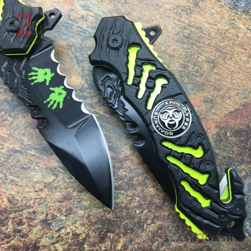 Zombie Bio Hazard Apocalypse Survivor Rescue Knife - Neon Green Knife-Assist - Tophatter Daily Deals