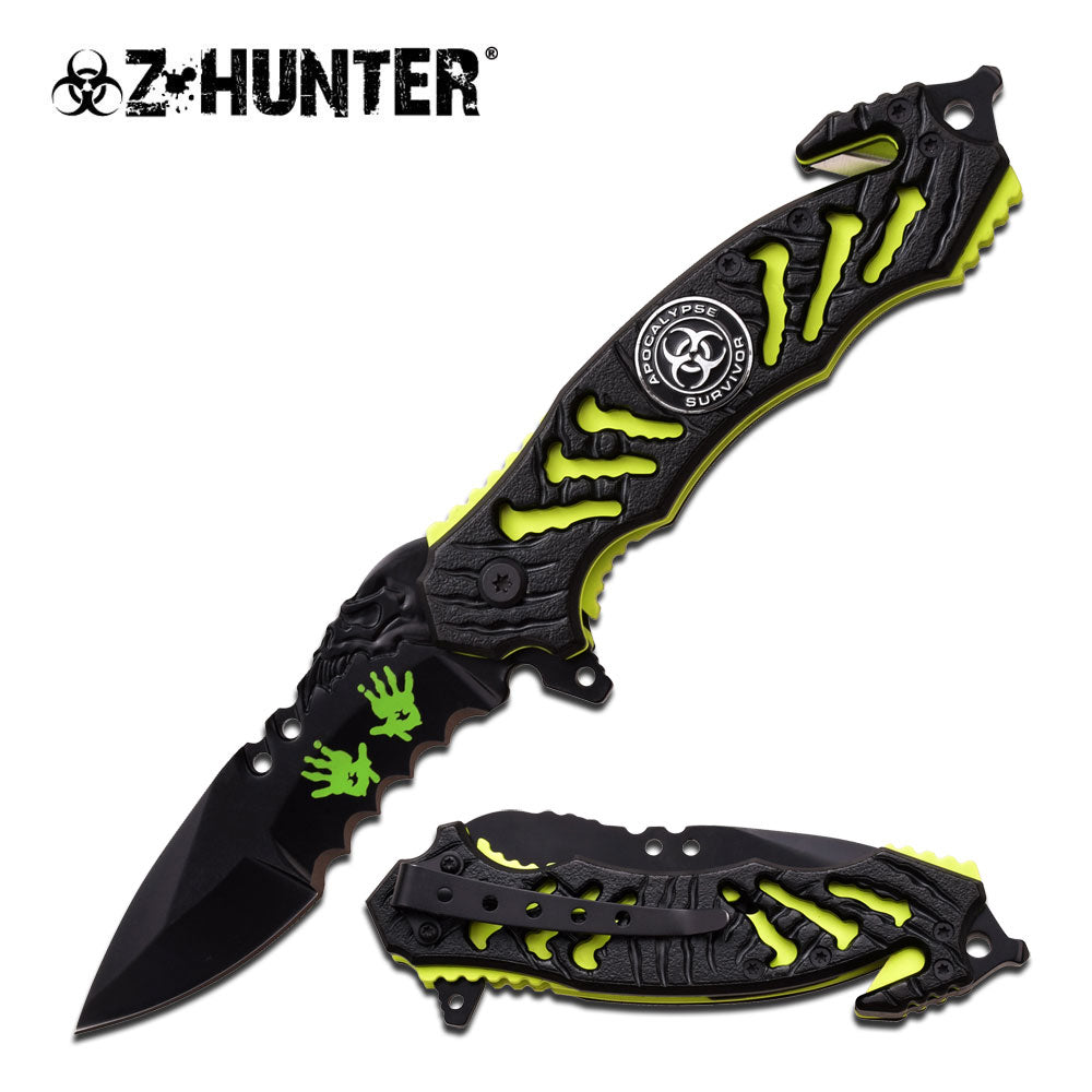 Zombie Bio Hazard Apocalypse Survivor Rescue Knife - Neon Green Zombie Hunter - Neon Green Knife-Assist - Tophatter Daily Deals