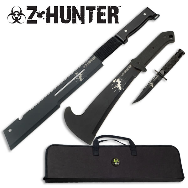 ZOMBIE Hunting Apocalypse Combat Survival Knife SET With Case - Tophatter's Guns'N'Weapons Store - FREE SHIPPING Collectible Weapons - Tophatter Daily Deals