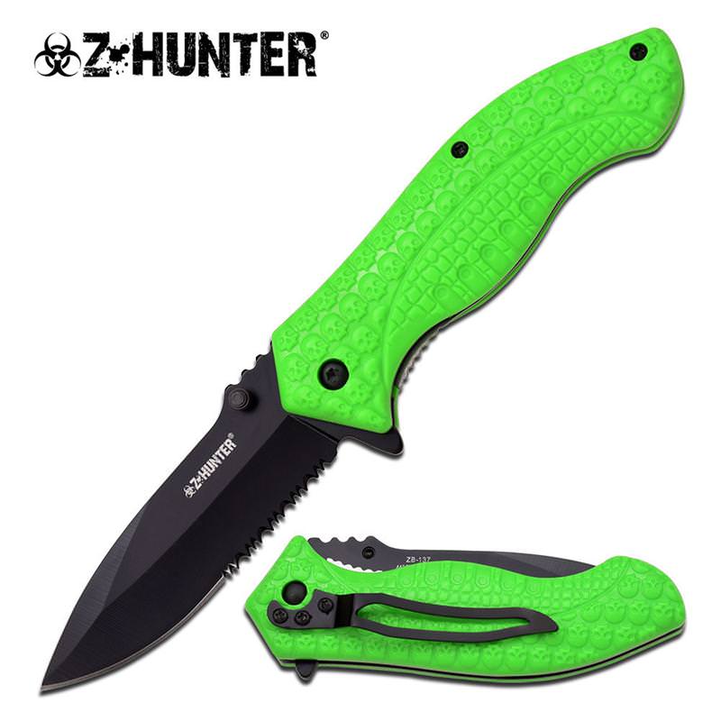 Zombie Green Skull Wall Spring Assisted Folding Pocket Knife ABS Handle Collectible Weapons - Tophatter Daily Deals