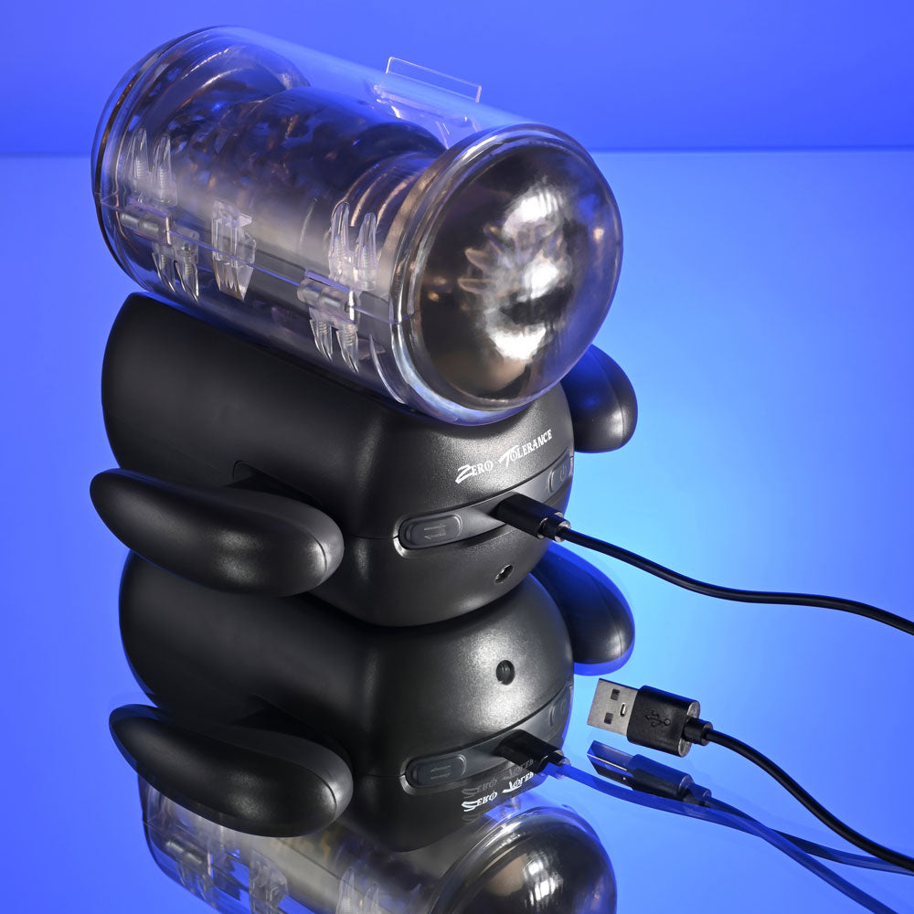 Zero Tolerance Hold Me Tight – USB Rechargeable Vibrating Heated Auto Stroker with Phone Holder > Sex Toys For Men > Masturbators Premium - Tophatter Daily Deals