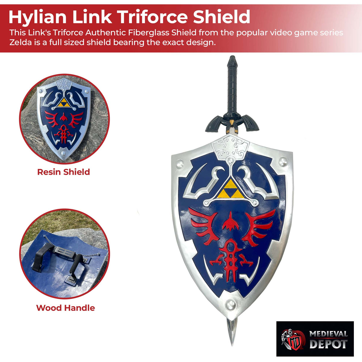 Zelda Hylian Link Triforce Shield swords - Tophatter Daily Deals