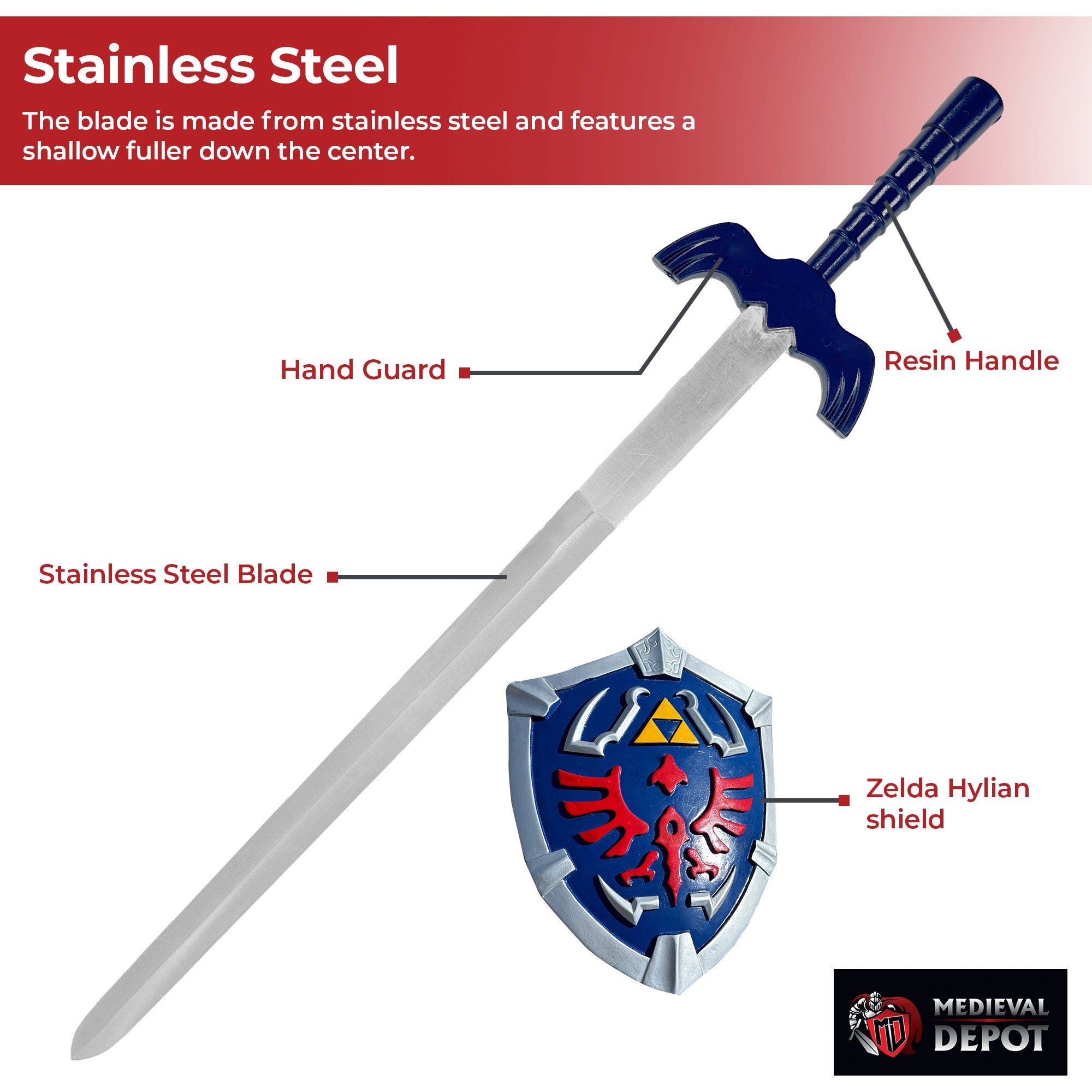 Zelda Hylian Shield & Swords Wall Display Set swords - Tophatter Daily Deals