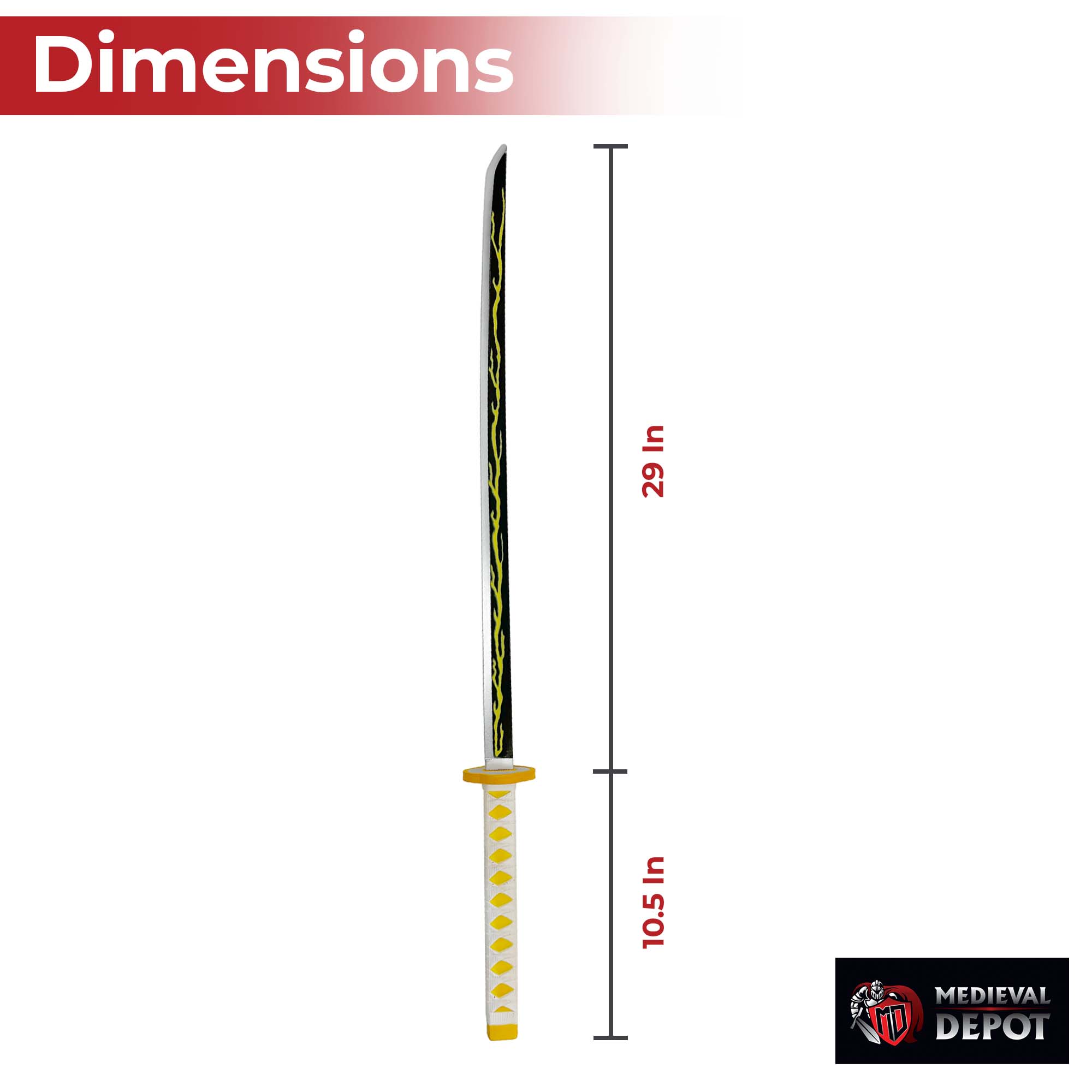 Zenitsu Agatsuma Demon Slayer Foam Katana Sword With Scabbard Swords - Tophatter Daily Deals