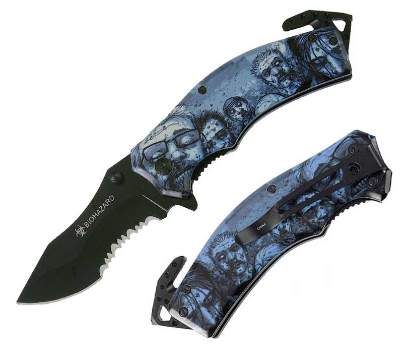 Rescue Spring Assist - 'Legal Auto Knife' - Walking Undead with Biohazard Grey - TOPHATTER'S ARMORY DEALS Collectible Weapons - Tophatter Daily Deals