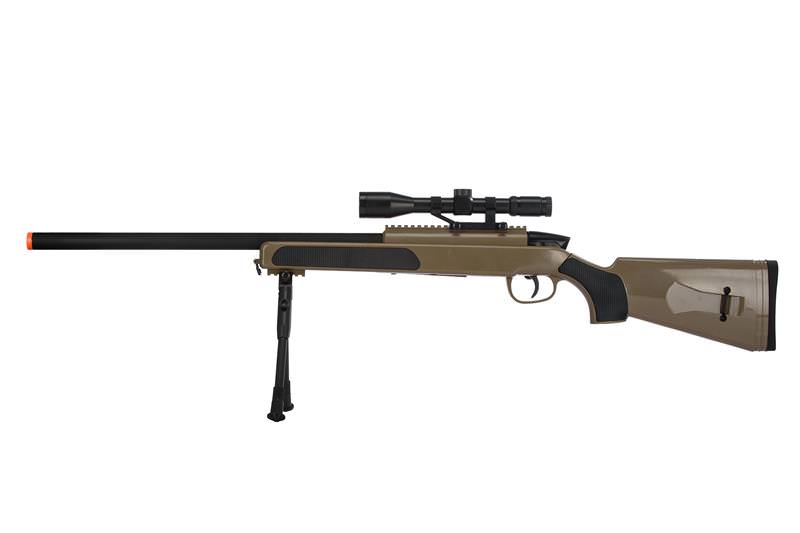 415 FPS Airsoft MK51 Bolt Action Sniper Rifle W/ Scope & Bi-Pod - TAN Collectible Weapons - Tophatter Daily Deals