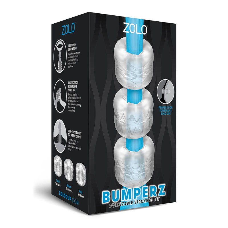 Zolo Bumperz 3 Piece Set – Textured Strokers > Sex Toys For Men > Masturbators > Manual - Tophatter Daily Deals
