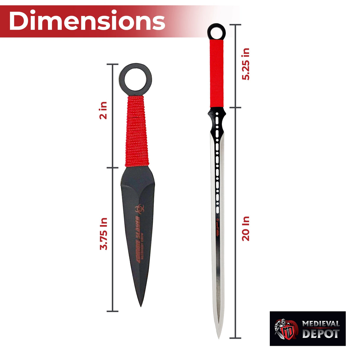 Zombie Slayer Recovery Crew Ninja Sword Throwing Knife Set swords - Tophatter Daily Deals