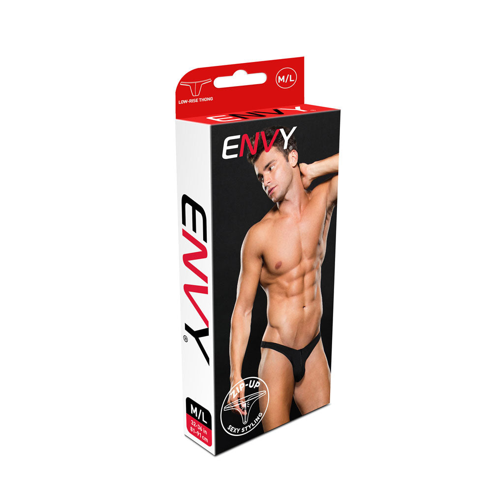 Microfibre Low Rise Zip Thong Black > Clothes > Mens Thongs - Tophatter Daily Deals