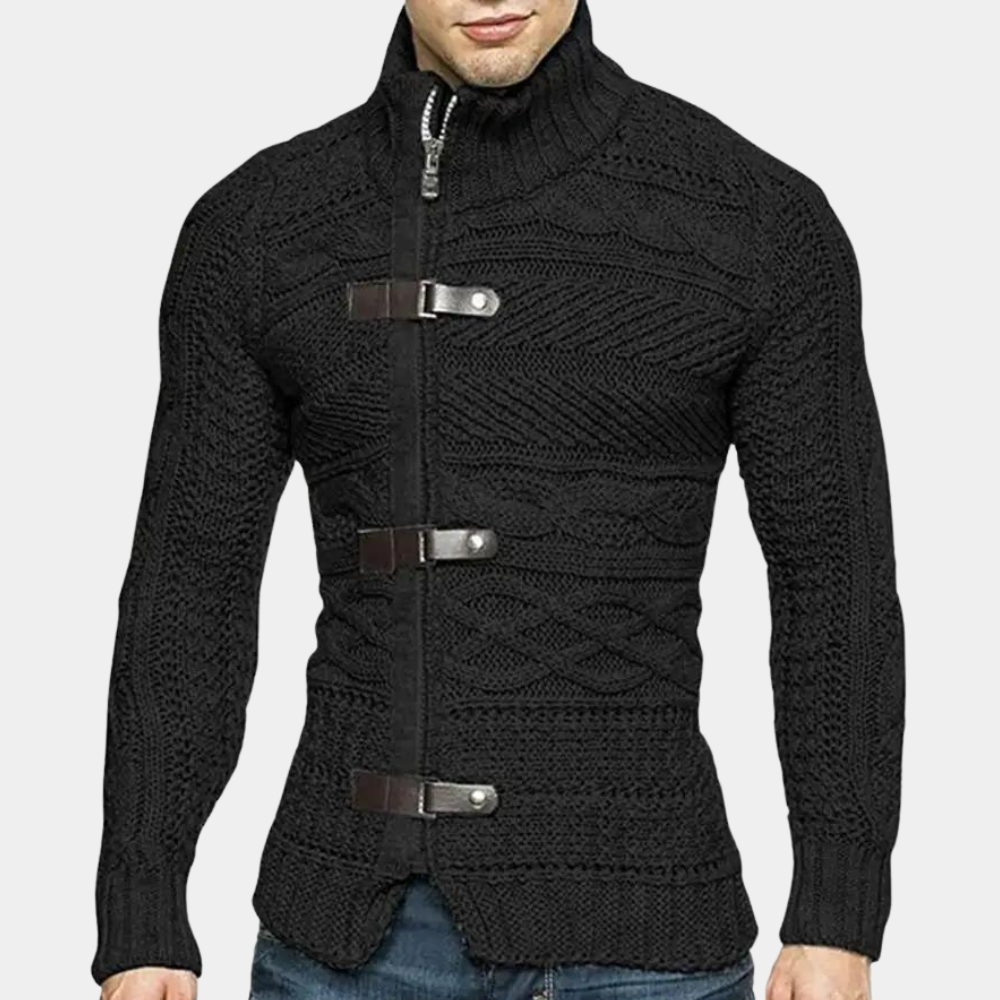 Warm Men’s Turtleneck Sweater - Shawl Collar, Merino Black - Tophatter Daily Deals