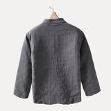 Warm Relaxed Men Padded Jacket - Mandarin Collar Linen - Tophatter Daily Deals