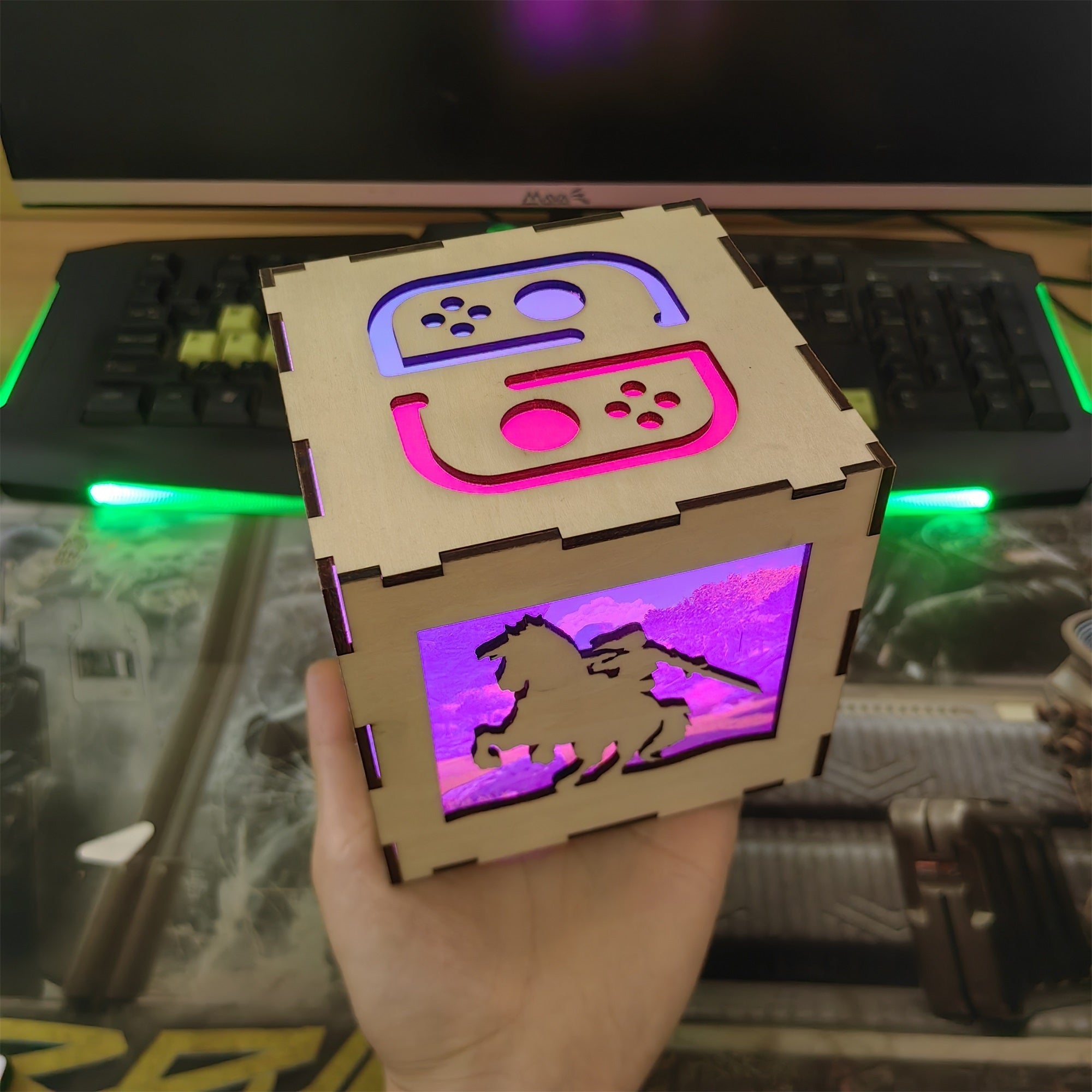 Link Figures Wood Cube Light Desk Decor - Tophatter Daily Deals