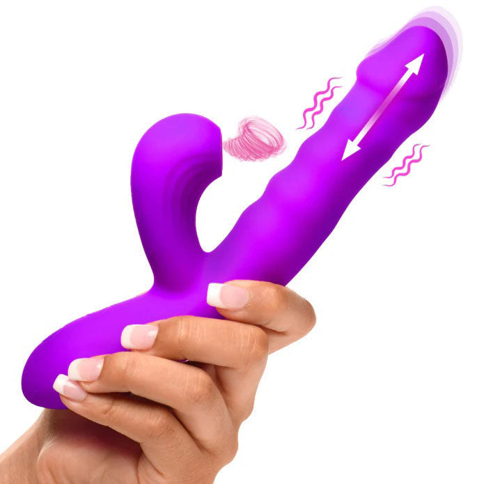 Thrusting & Sucking Rabbit Vibrator - Purple > Vibrators > Ladies > Rabbit Multi - Tophatter Daily Deals