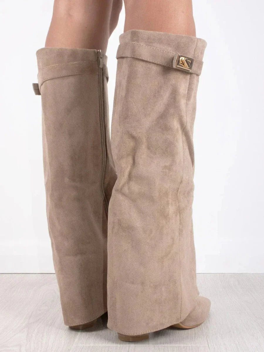Supportive Women’s Knee-High Boots - Pointed Toe, Suede - Tophatter Daily Deals