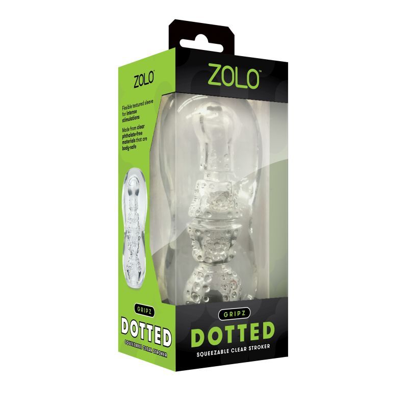 Zolo Gripz Dotted Clear – Squeezable Stroker > Sex Toys For Men > Masturbators > Manual - Tophatter Daily Deals