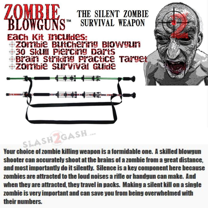 Zombie 48" Blowgun .40 cal LOADED w/ 30 Darts - 2PC Zombie Green Blowgun - Tophatter Daily Deals
