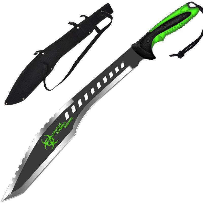 25" Zombie Killer Full Tang Tanto Futuristic Machete - Caution Knife-Machete - Tophatter Daily Deals