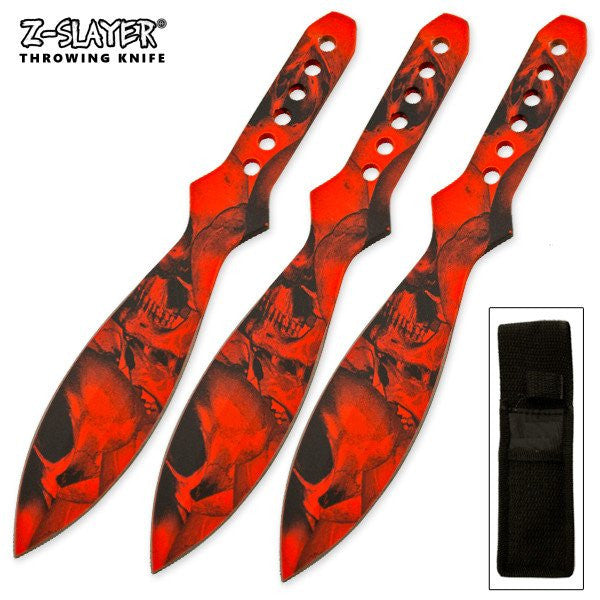 6" Throwing Knife Set 3 PC Killer Thrower Knives Zombie Orange Skull Camo Knife-Thrower - Tophatter Daily Deals