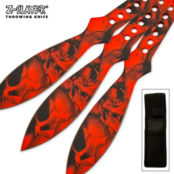 9" Throwing Knife Set 3 PC Killer Thrower Knives Zombie Orange Skull Camo Knife-Thrower - Tophatter Daily Deals