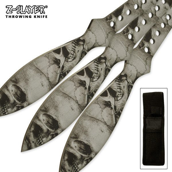 9" Throwing Knife Set 3 PC Killer Thrower Knives Zombie Grey Skull Camo Knife-Thrower - Tophatter Daily Deals