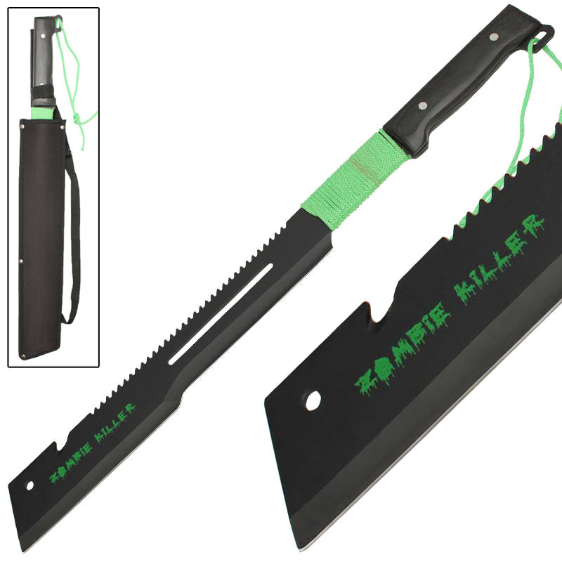 Zombie Killer Full Tang Offset Edge Tactical Machete - TOPHATTER'S ARMORY DEALS Collectible Weapons - Tophatter Daily Deals