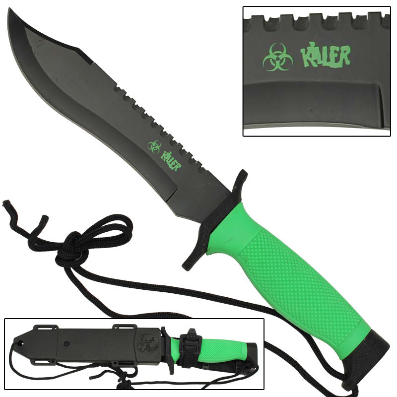 Zombie Killer Green Survival Bowie Knife - TOPHATTER'S ARMORY DEALS Collectible Weapons - Tophatter Daily Deals