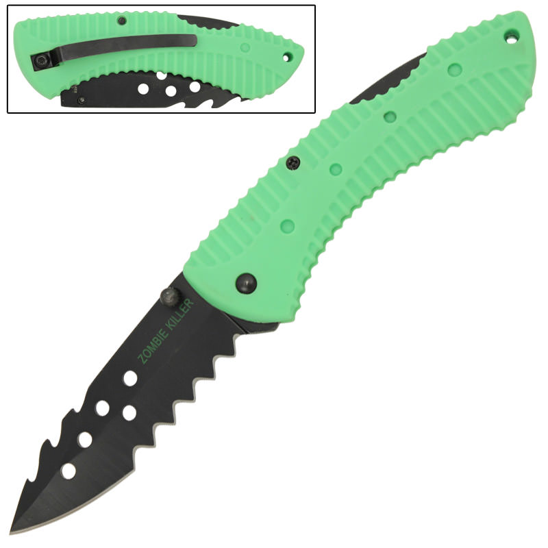 Zombie Killer Pocket Folding Rescue Knife - TOPHATTER'S ARMORY DEALS Collectible Weapons - Tophatter Daily Deals