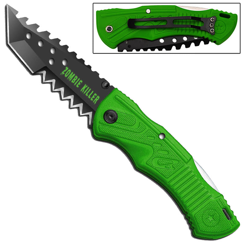Zombie Killer Pocket Folding Tanto Knife - TOPHATTER'S ARMORY DEALS Collectible Weapons - Tophatter Daily Deals