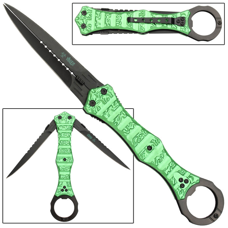 Zombie Killer Pathogen Double Bladed Liner Lock Knife Collectible Weapons - Tophatter Daily Deals