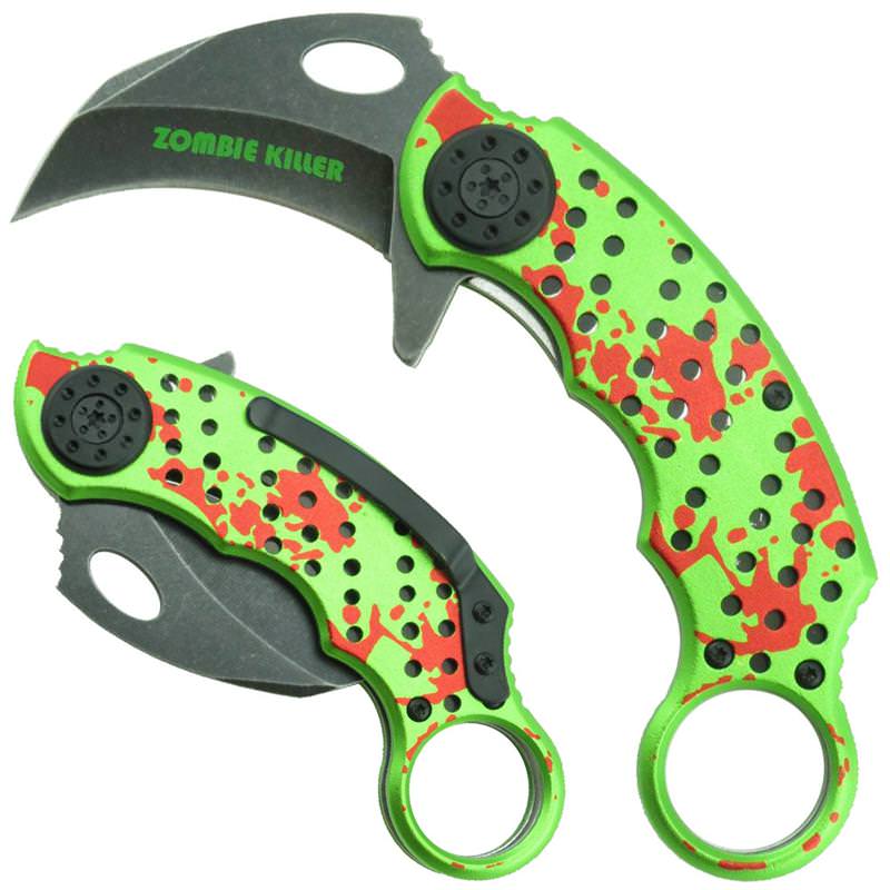 Zombie Killer Primal Fear Tactical Spring Assisted Karambit Knife - TOPHATTER'S ARMORY DEALS Collectible Weapons - Tophatter Daily Deals