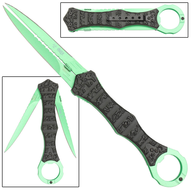 Zombie Killer Relentless Double Bladed Liner Lock Knife Collectible Weapons - Tophatter Daily Deals