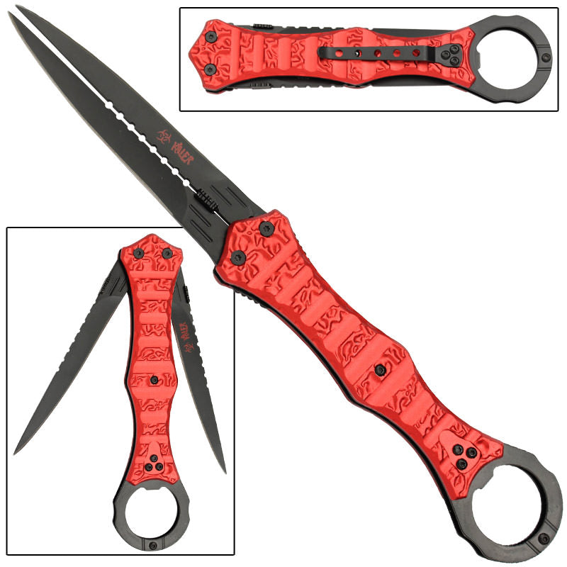 Zombie Killer Toxin Double Bladed Liner Lock Knife Collectible Weapons - Tophatter Daily Deals