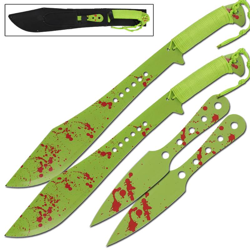 Zombie Killer War Games Twin Machete Thrower Set Combo - Tophatter's Guns'N'Weapons Store Collectible Weapons - Tophatter Daily Deals