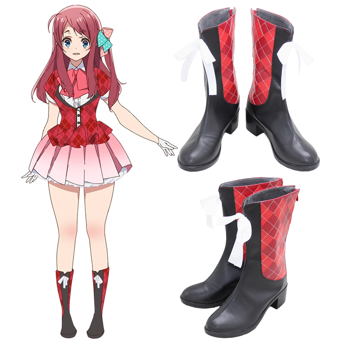 Zombieland Saga Konno Junko Minamoto Sakura Idol Black Red Shoes Cosplay Boots Shoes/Boots - Tophatter Daily Deals