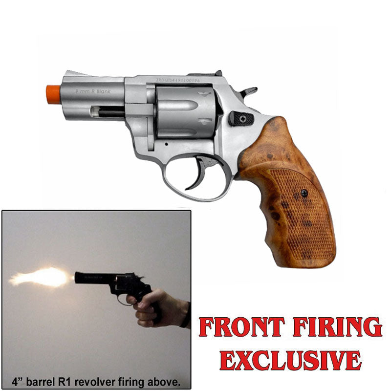 Zoraki R1 Silver 2.5" Front Firing - 9mm Blank Revolver w/ Wood Grips - Tophatter's Weapons'N'Deals Blank Firing Replica Guns - Tophatter Daily Deals