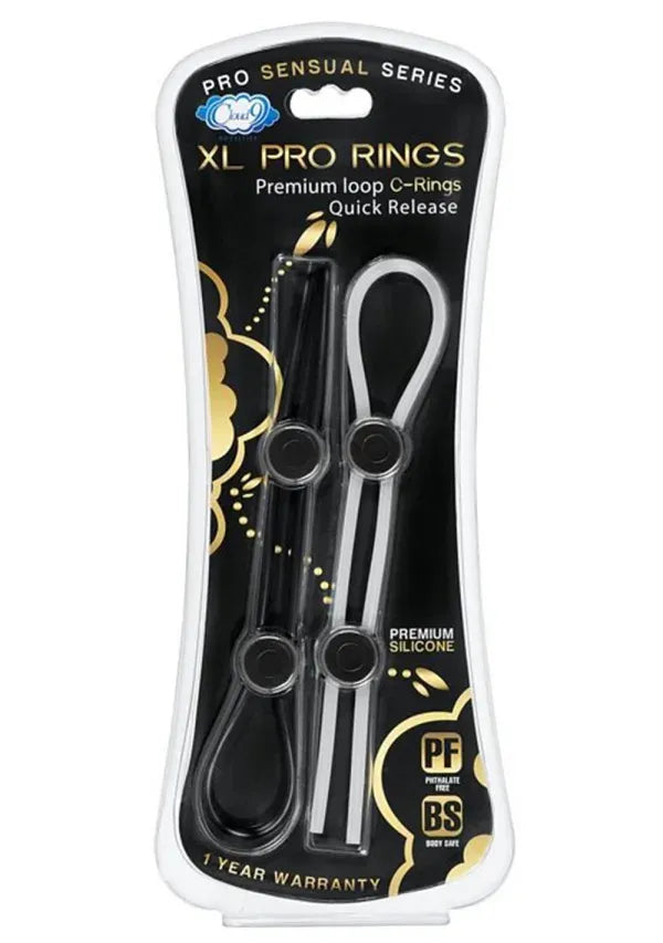 Cloud 9 Pro Sensual XL (Black/White) – Adjustable Cock Ring 2-Pack > Cock Ring > Adjustable - Tophatter Daily Deals