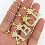 A-Z Alphabet Initial Crown Pendant Necklace Necklaces - Tophatter Daily Deals