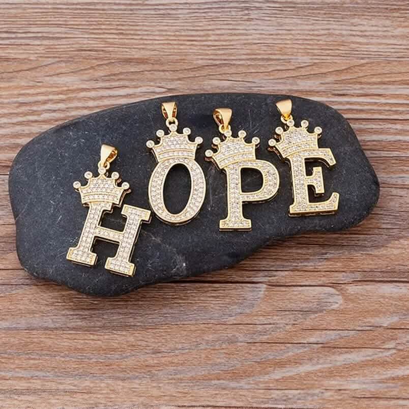 A-Z Alphabet Initial Crown Pendant Necklace Necklaces - Tophatter Daily Deals